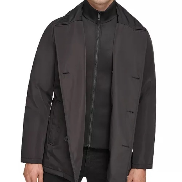 Kenneth Cole
Men's Double Breasted Peacoat with Removable Bib - Picture 5 of 9